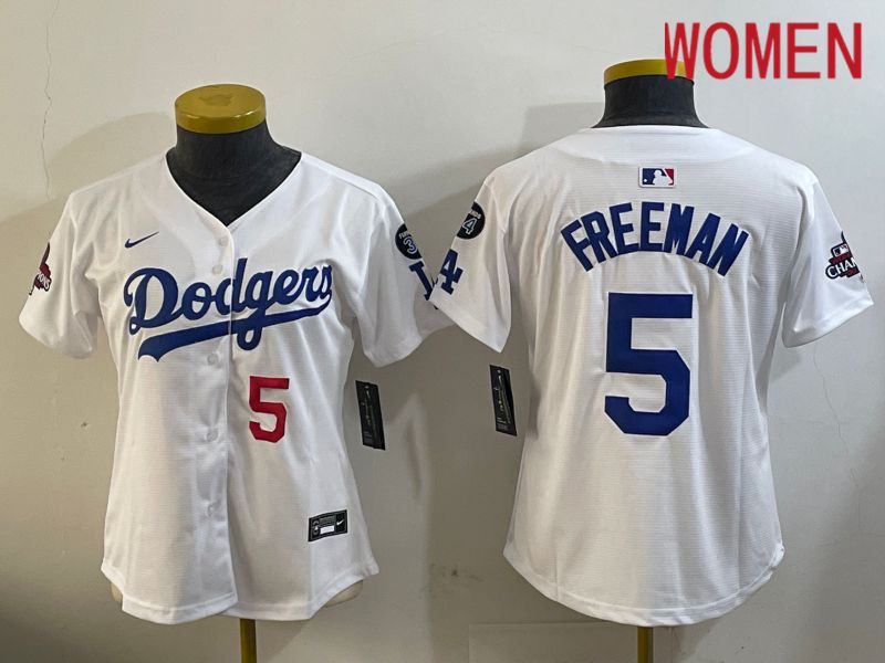 Women Los Angeles Dodgers #5 Freeman White Game 2024 Nike MLB Jersey style 12094->los angeles dodgers->MLB Jersey